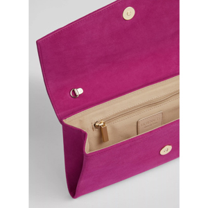 LK Bennett Layla Bright Burgundy Suede Envelope Clutch